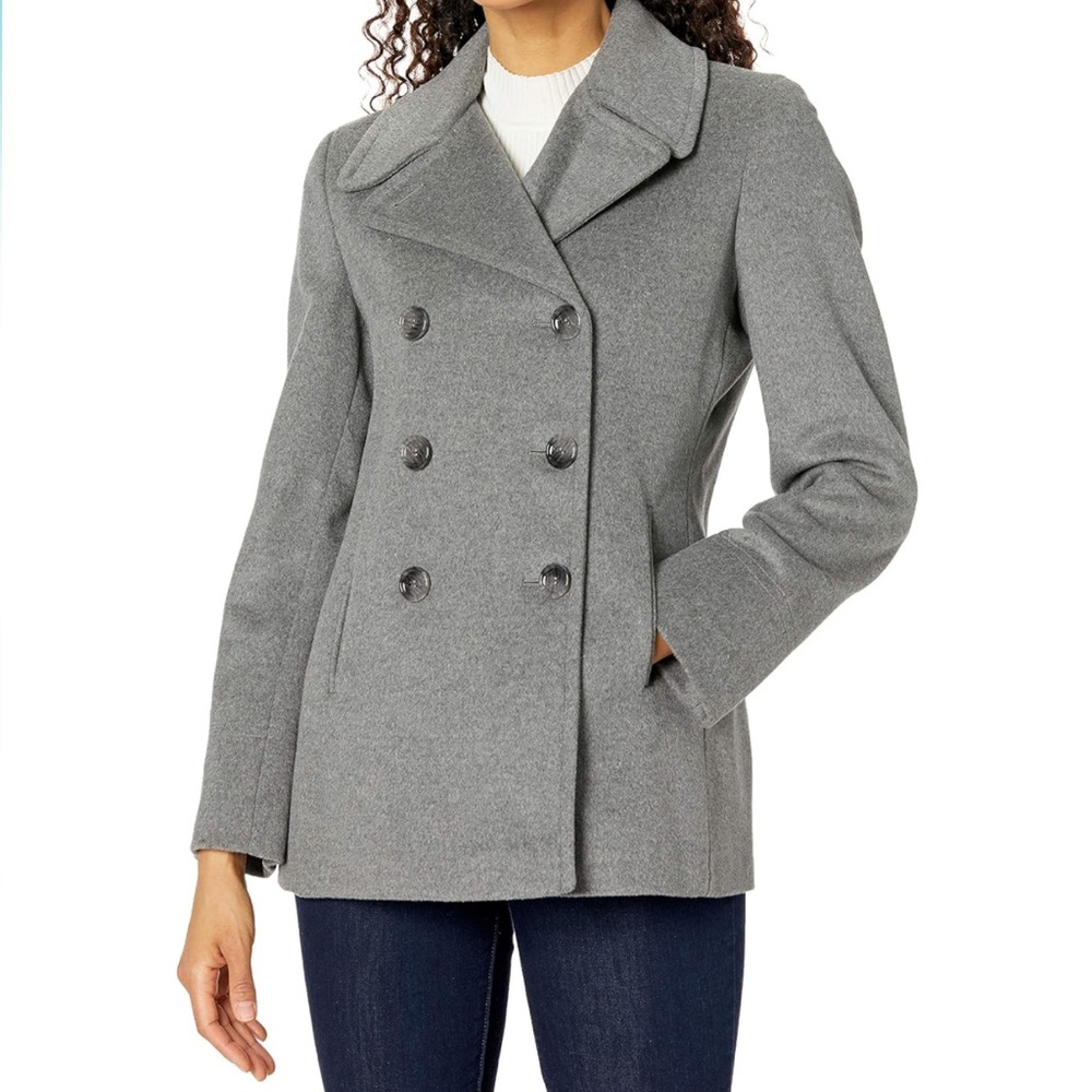 Calvin Klein Women’s Gray Classic Double Breasted Peacoat Size 8